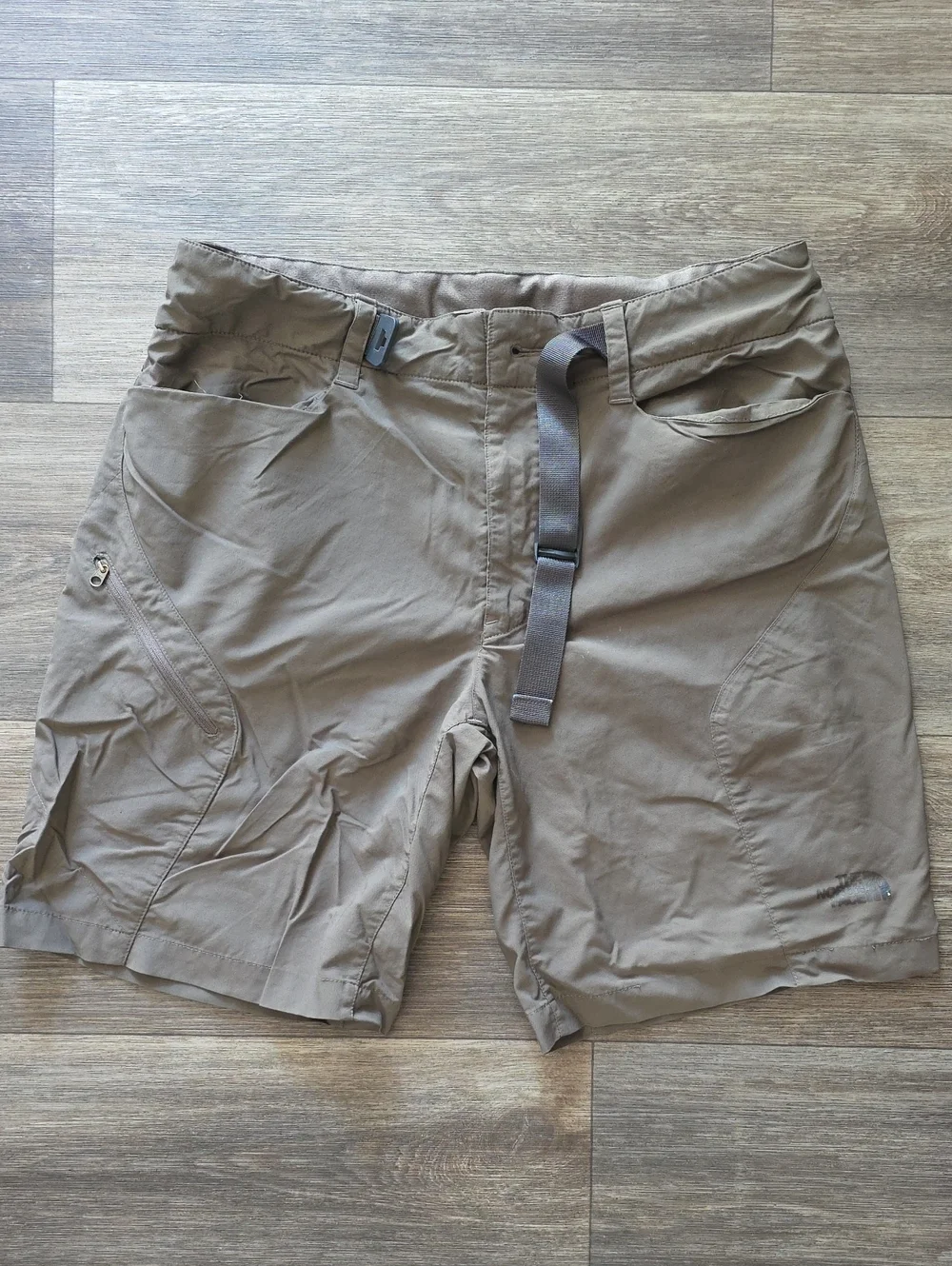 The North Face Men's Taupe Hybrid Hiking Shorts with Integrated Belt